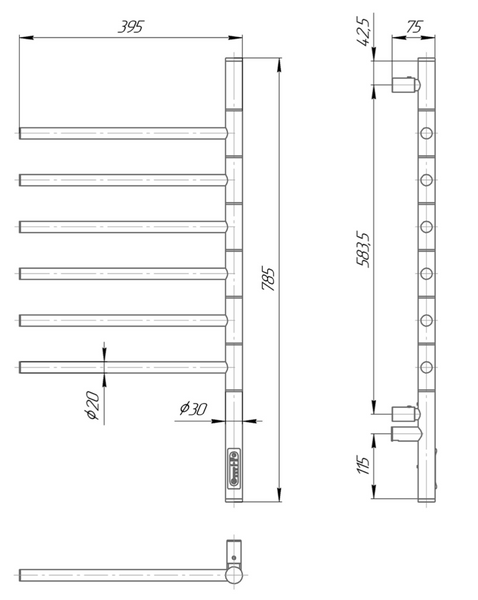 ELNA Grzejnik łazienkowy elektryczny WERTYKAL 6 BIAŁY POŁYSK zdjęcie 3