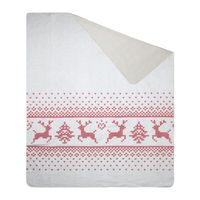 Narzuta na łóżko świąteczna renifery NOEL 200X220 biała+czerwona