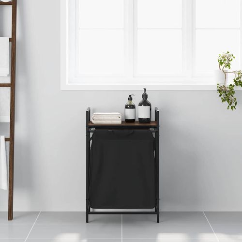 Kosz na pranie 1 komora z półką, brązowy dąb na Arena.pl