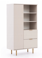 Regał Ryflowany 1D2SZ 80 cm Beżowy NUMI GB – 2 Kolory