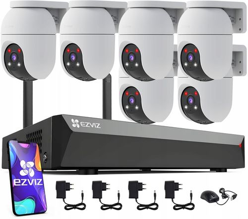 Zestaw Monitoringu WiFi EZVIZ C8C 2K+ 4MP x6 Detekcja Rejestrator 8 Kanałów na Arena.pl