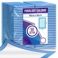 PODKŁADY HIGIENICZNE DLA SENIORA NA ŁÓŻKO DUŻE 60x90 50SZT CHŁONNE