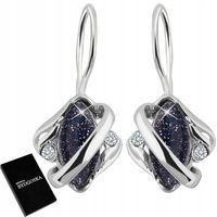 Kolczyki srebrne wiszące czarne kolczyki rodowane noc kairu srebro 925