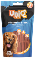 UNIQ PETS Przysmak dla psa stripsy z królika - przekąska psa 80g
