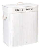 Kosz bambusowy z pokrywą 100L 2 komory biały