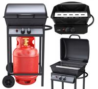 LUND DUŻY GRILL GAZOWY OGRODOWY 2PALNIKI 5,5KW CZARNY CHROMOWANY RUSZT99657