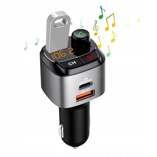 TRANSMITER SAMOCHODOWY FM BLUETOOTH ZESTAW GŁOŚNO MÓWIĄCY ŁADOWARKA QC na Arena.pl