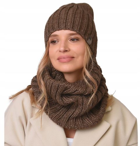 damski Komplet brązowyi zimowy CZAPKA Z KOMINEM ciepły ZESTAW polski Be4 na Arena.pl