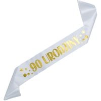 Biała szarfa 90 Urodziny