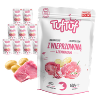 KARMA DLA PSA – MOKRA KARMA SASZETKA WIEPRZOWINA ZIEMNIAK 10x500g | TufTuf