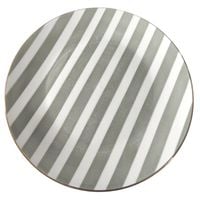 Talerz deserowy płaski 19cm w szare paski złoty rant