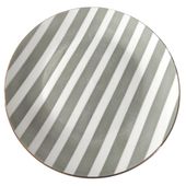 Talerz deserowy płaski 19cm w szare paski złoty rant