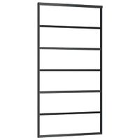 Drzwi przesuwne, szkło ESG i aluminium, 102x205 cm, czarne