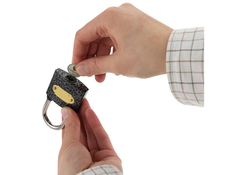 Kłódka żeliwna 48 mm 3 kluczyki samozatrzaskowa zdjęcie 5