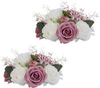 Zestaw Kompozycji Kwiatowych Sztuczne Róże Biało-różowe 10 sztuk