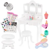 KINDERPLAY DUŻA DREWNIANA TOALETKA DLA DZIEWCZYNKI DZIECI 105,5CM + TATUAŻE