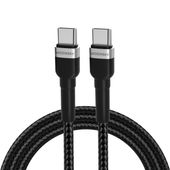 Kabel przewód w oplocie USB-C - USB-C PD 65W 1m czarny