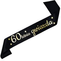 60letnia Gwiazda - czarna szarfa ze złotym nadrukiem