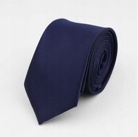 Elegancki KRAWAT męski wąski gładki GRANATOWY