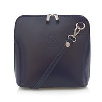 VERA PELLE torebka skórzana damska listonoszka stożek V024 granatowa