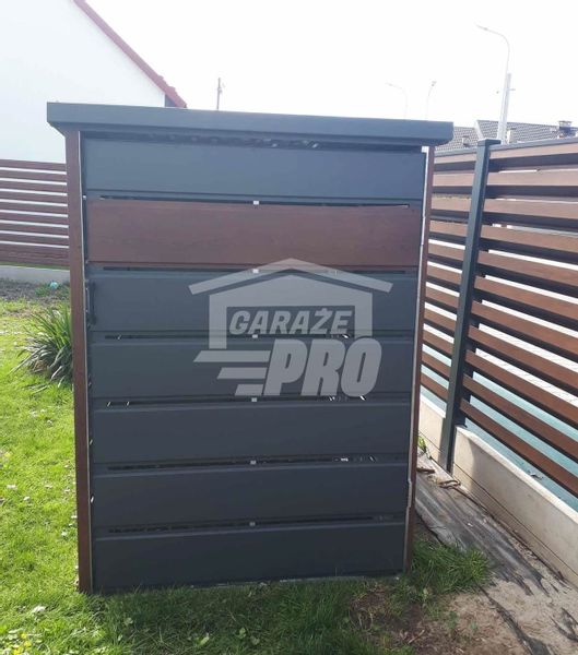 Wiata śmietnikowa spad tył 1,3x2m zielona + drewno Schowek GP291 zdjęcie 2