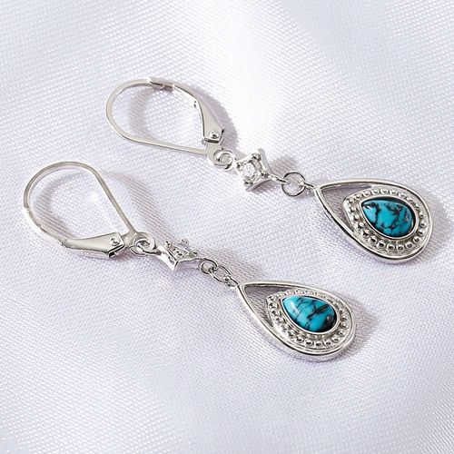 Kolczyki srebrne z turkusem długie wiszące dla kobiety srebro próba 925 na Arena.pl