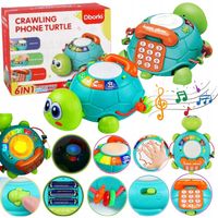 ZABAWKA INTERAKTYWNA MUZYCZNY EDUKACYJNY ŻÓŁW LED MELODIE TELEFON CYFRY 6w1