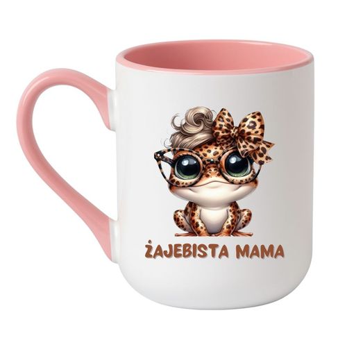 KUBEK "ŻAJEBISTA MAMA" Wzór - Elegant Coffee Różowy 330 ml na Arena.pl