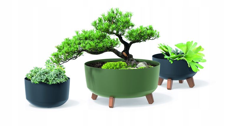 Doniczka na nóżkach GRACIA LOW DGRL400L | Ziemisty zielony, Kształt Okrągły, Wymiary 38x20.7 cm, Kolor Ziemisty zielony, Prosperplast zdjęcie 2