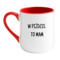 KUBEK "W PIŹDZIE TO MAM" Wzór - Elegant Biało-Czerwony 330 ml