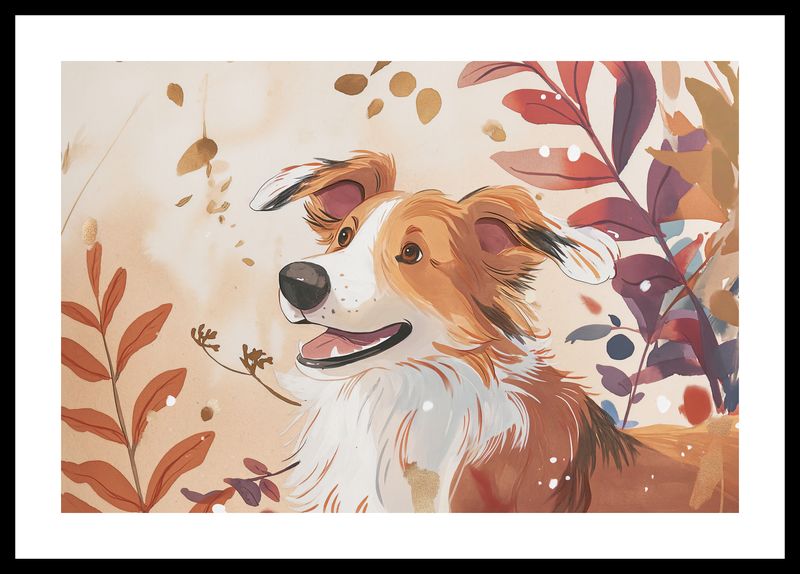 Plakat 45x30cm Collie Jesienną Porą zdjęcie 3