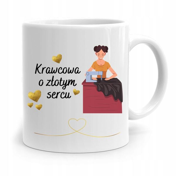 Kubek Prezent Dla Krawcowej Krawca O Złotym Sercu Z Nadrukiem Ze Zdjęciem zdjęcie 1