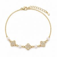 bransoletka na rękę stal chirurgiczna pozłacana 14k złotem, koniczynka