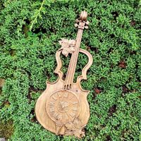 Skrzypce drewniany zegar ścienny w drewnie 60cm prezent dla muzyka