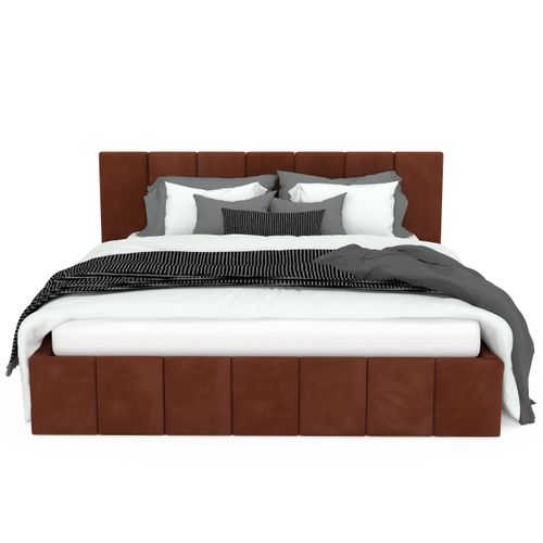 ŁÓŻKO TAPICEROWANE 140x200 ŁÓŻKO PODWÓJNE PREMIUM Z POJEMNIKIEM MIODOWE na Arena.pl