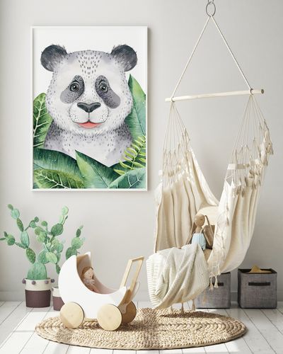 Plakat miś panda, panda zielone liście 61x91 cm na Arena.pl