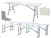 ZESTAW STÓŁ + 2 ŁAWKI OGRODOWY CATERINGOWY TURYSTYCZNY KOMUNIA 180 cm