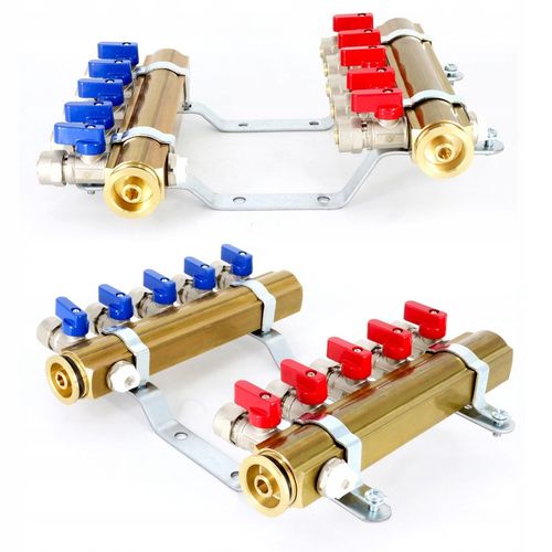 Rozdzielacz C.O. 5 obwodów zaworki PEX odpowietrzniki DO GRZEJNIKÓW na Arena.pl