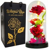 WIECZNA RÓŻA W SZKLE LED ŚWIECĄCA NA BATERIE PREZENT DLA KOBIETY
