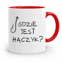Kubek Czerwony Wędkarza Gdzie Jest Haczyk? Prezent Z Nadrukiem Ze Zdjęciem