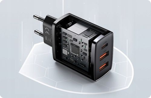 BASEUS SZYBKA ŁADOWARKA SIECIOWA DO TELEFONU 3X USB USB-C 30W PD QC 3.0 AFC na Arena.pl