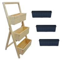 Kwietnik kaskadowy stojak na kwiaty potrójny Niepomalowany + Wkłady