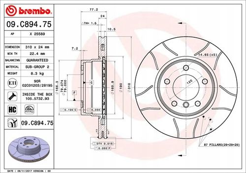 TARCZA HAM PRZOD 310X24 V MAX BREMBO na Arena.pl