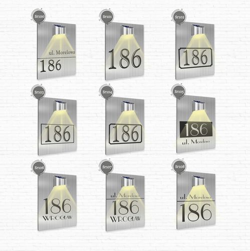 Tabliczka adresowa dibond srebrny numer i adres lampka solarna 30x20 cm na Arena.pl