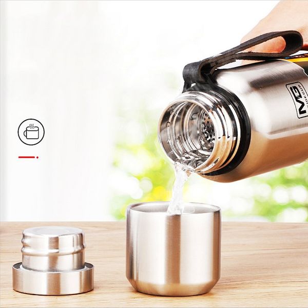 Kubek Termiczny - Termos - Stal Nierdzewna - 500/750/1000/1500ml Srebrny 1500ml zdjęcie 4