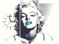 90CM 70 ZEGAR 3 ELEM MARILYN MONROE TURKUSOWYMI USTAMI SCIENNY DRUK