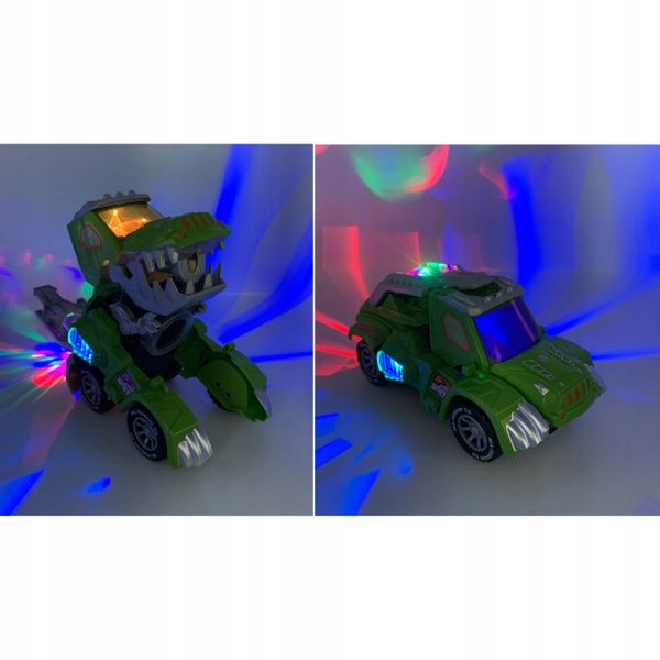 AUTO ROBOT ZABAWK DINOZAUR ZIEJE PARĄ SAMOCHÓD 2W1 zdjęcie 9