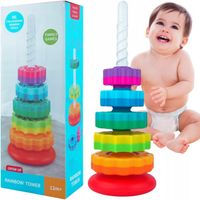 ZAKRĘCONA WIEŻA TĘCZOWA EDUKACYJNA MONTESSORI ZABAWKA 35cm PREZENT ROCZEK