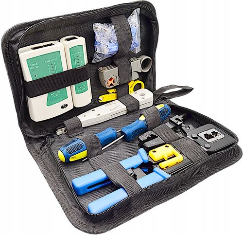 ZESTAW NARZĘDZI SIECIOWYCH DO WTYKÓW PRZELOTOWYCH RJ45 TESTER ZACISKARKA na Arena.pl