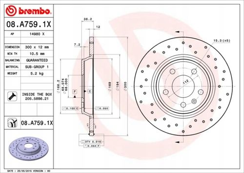 TARCZA HAM TYL 300X12 P XTRA BREMBO na Arena.pl